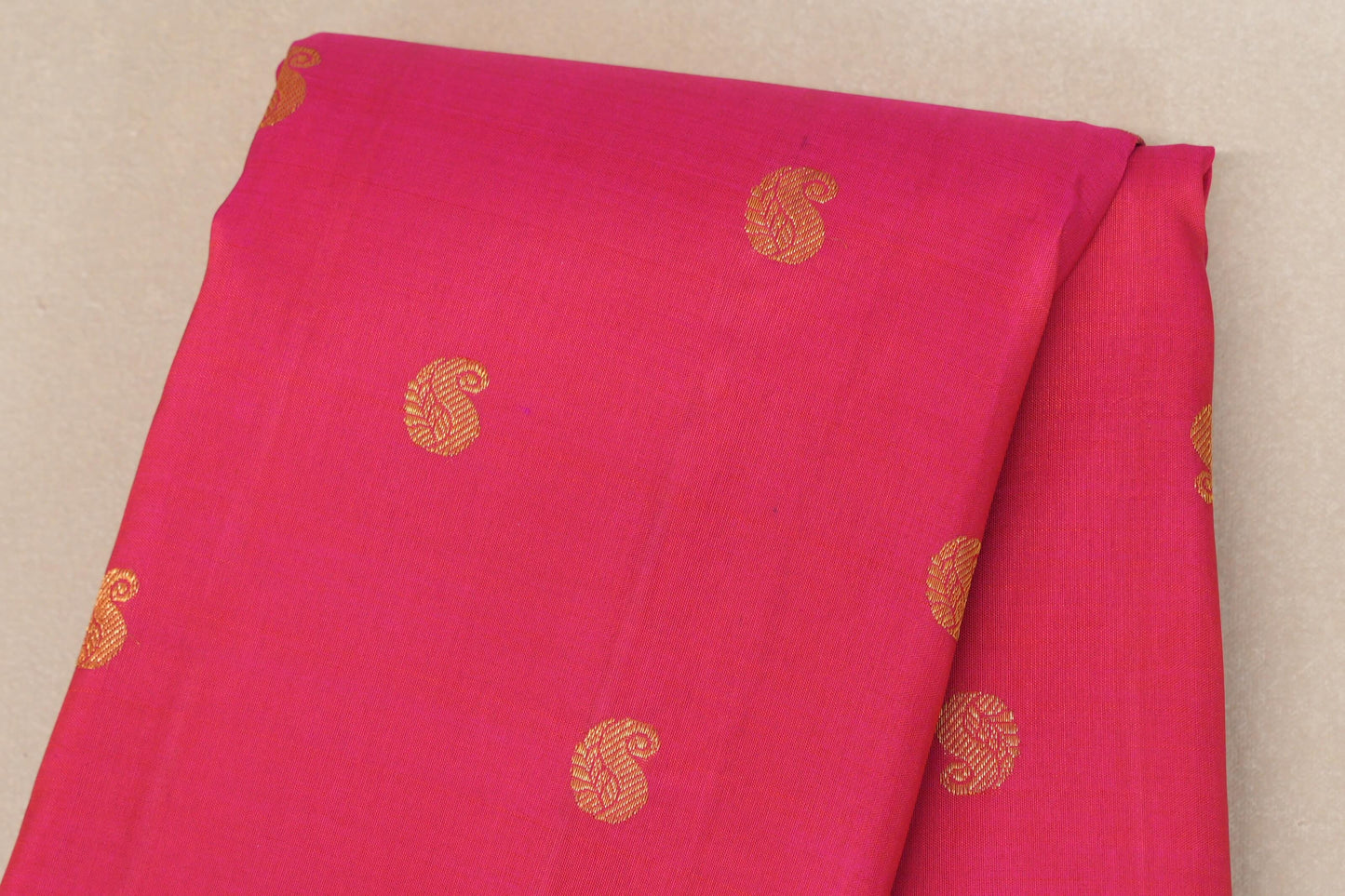 Rani Pink with Blue Selvedge Plant Based Kanjivaram Silk Saree SS8928