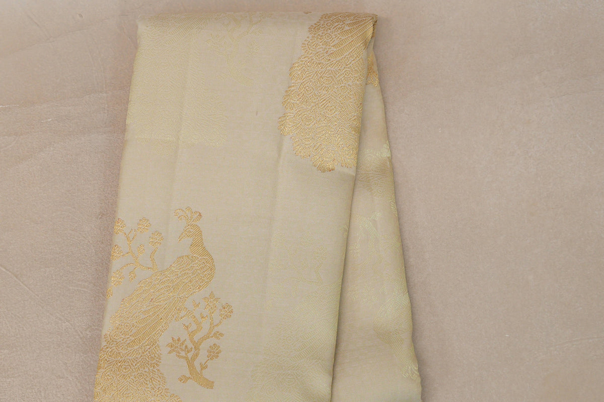 Pastel Pistachio Green Borderless Vintage Kanjivaram Silk Saree body