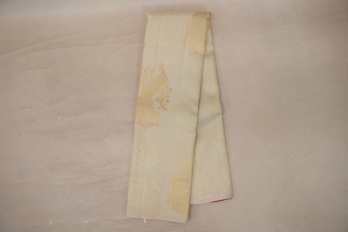 Online Pastel Pistachio Green Borderless Vintage Kanjivaram Silk Saree