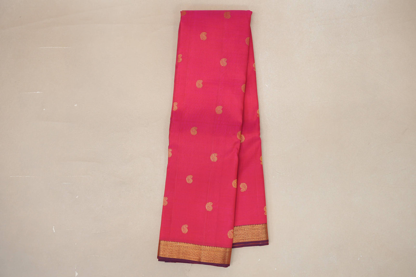 Rani Pink with Blue Selvedge Plant Based Kanjivaram Silk Saree SS8928