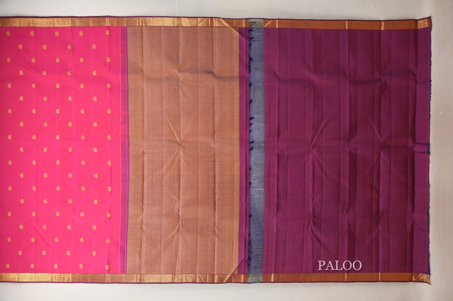 Rani Pink with Blue Selvedge Plant Based Kanjivaram Silk Saree SS8928