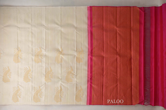 Pastel Pistachio Green Borderless Vintage Kanjivaram Silk Saree paloo