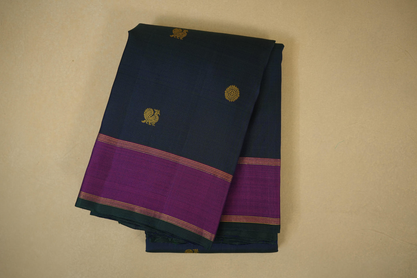 Peacock blue vintage kanjivaram silk saree