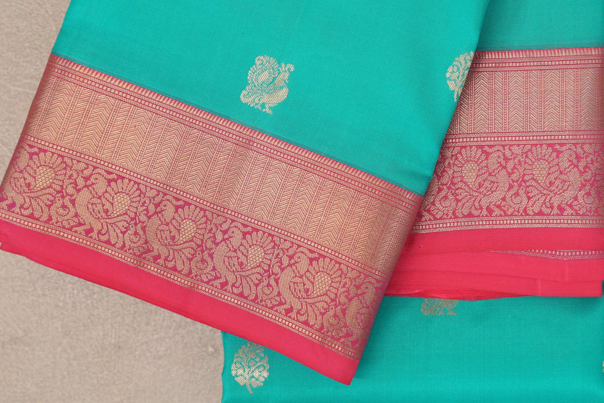 Aqua Green Soft Silk Saree border