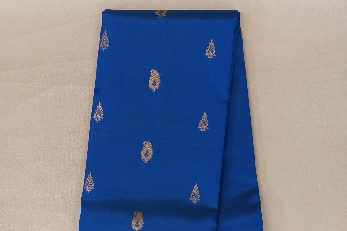 Peacock Blue with Dual Tone of Orange & Pink Borders Soft Silk Saree body