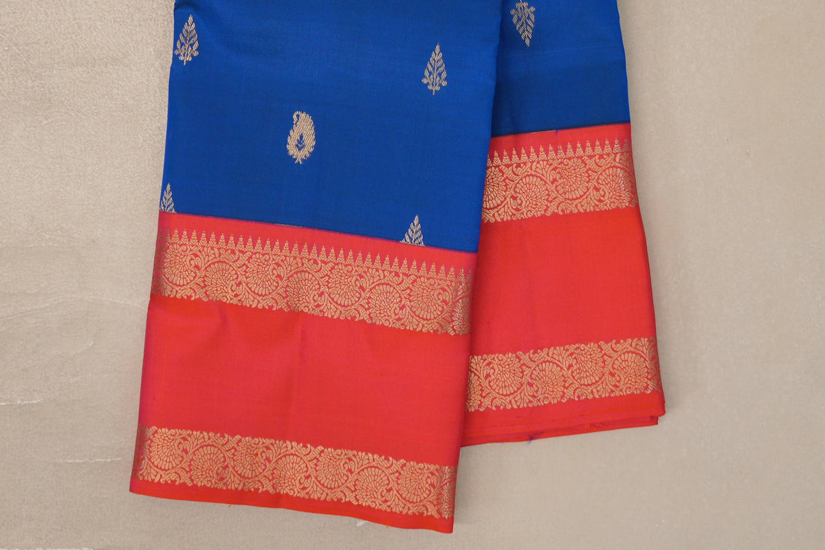 Peacock Blue Soft Silk Saree border