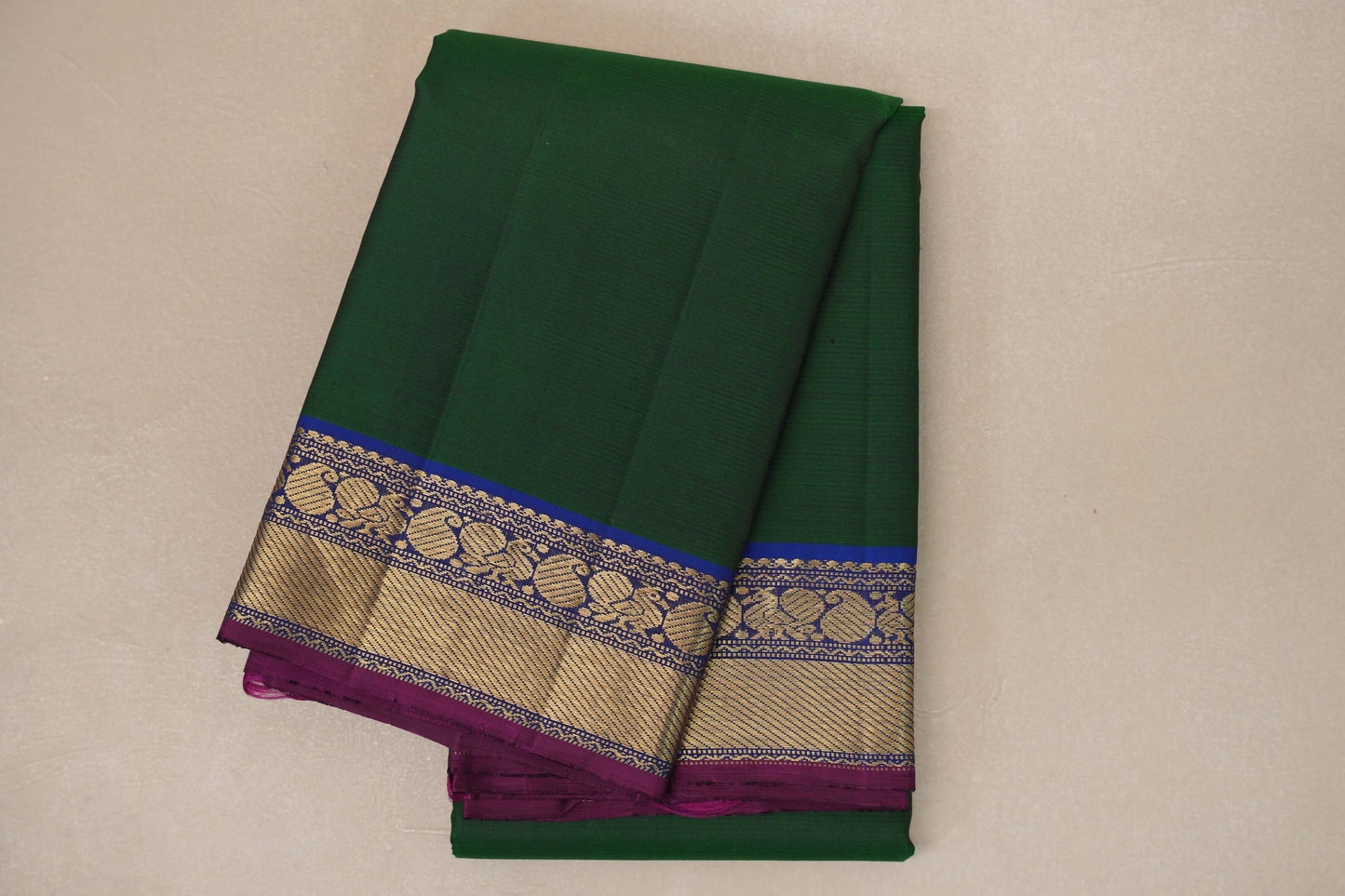 Deep Emerald Green Vintage Kanjivaram Silk Saree