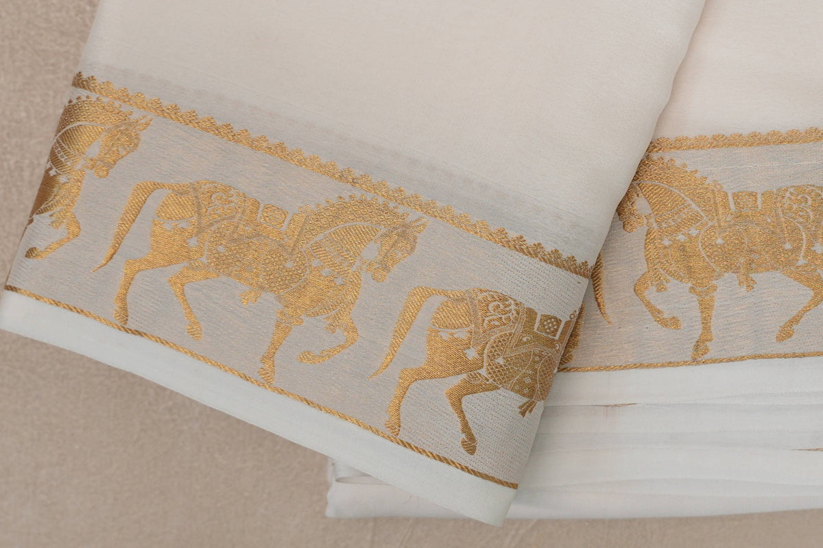 Milk White Mysore Silk Saree border
