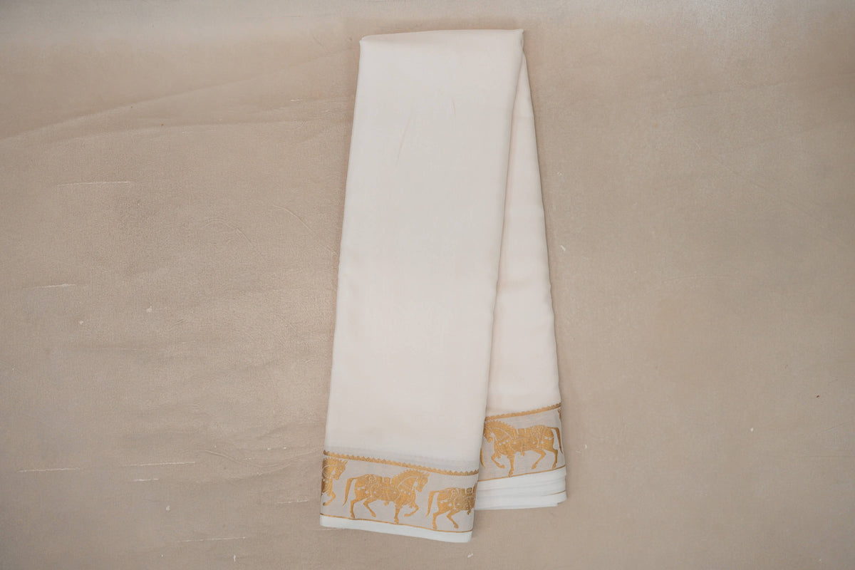 Online Milk White Mysore Silk Saree