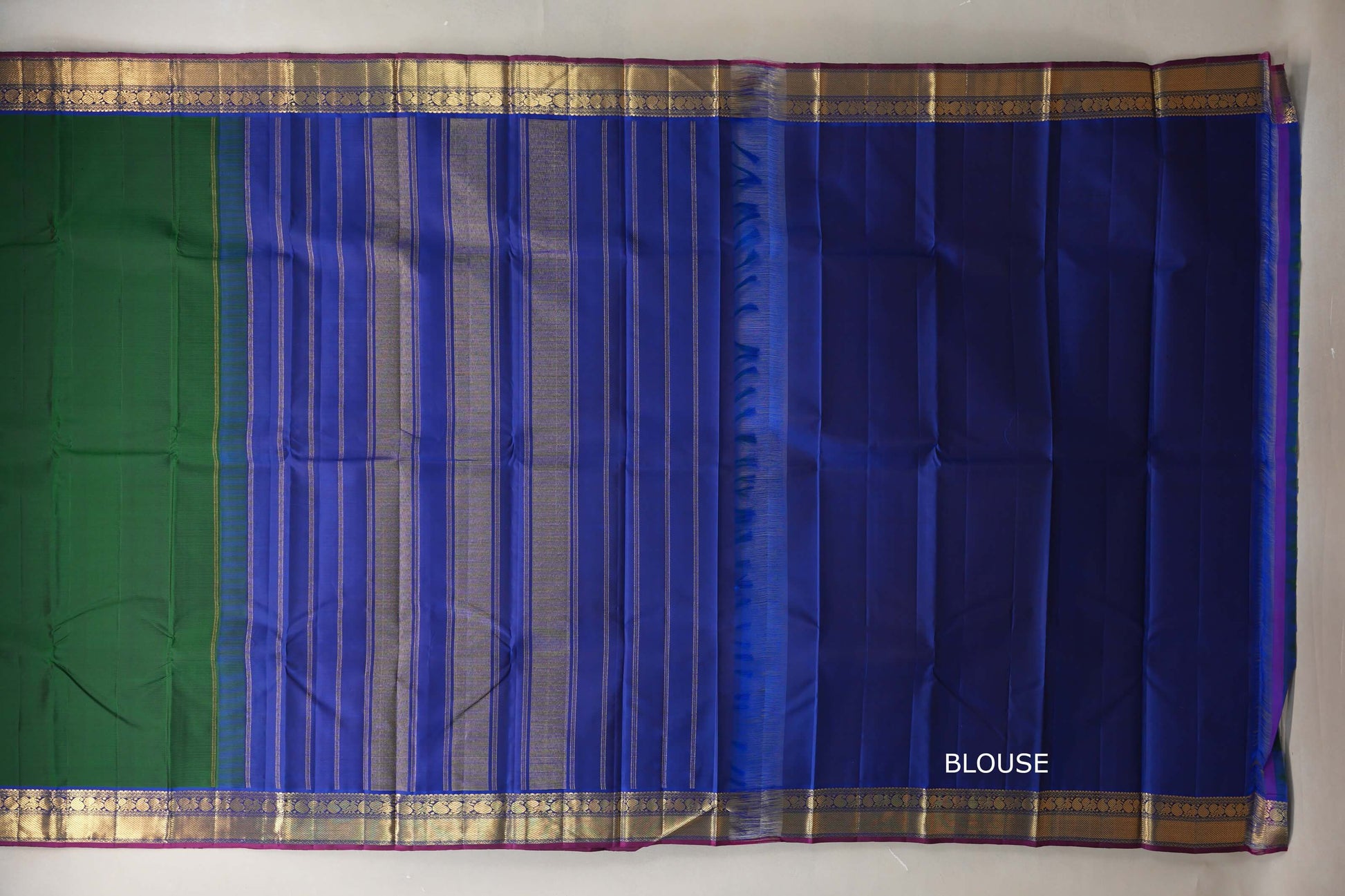 Deep Emerald Green Vintage Kanjivaram Silk Saree blouse