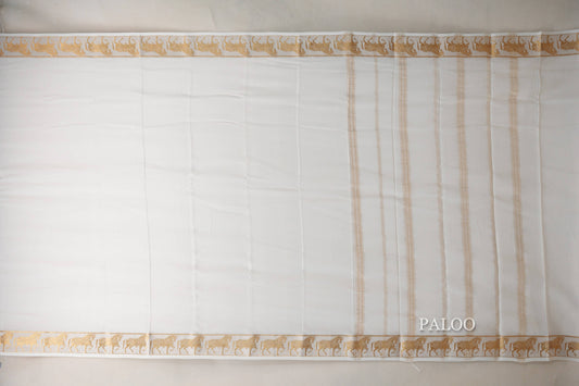 Milk White Mysore Silk Saree paloo