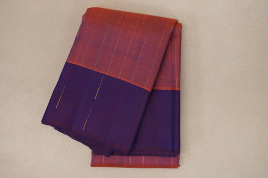 Dual Tone of Orange and Blue Plant Based Kanjivaram Silk Saree by Shreenivas Silks 