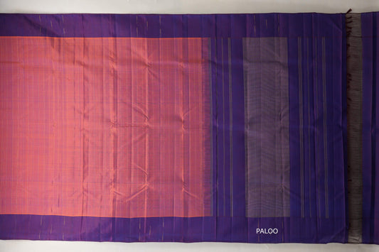 Dual Tone of Orange and Blue Plant Based Kanjivaram Silk Saree by Shreenivas Silks paloo