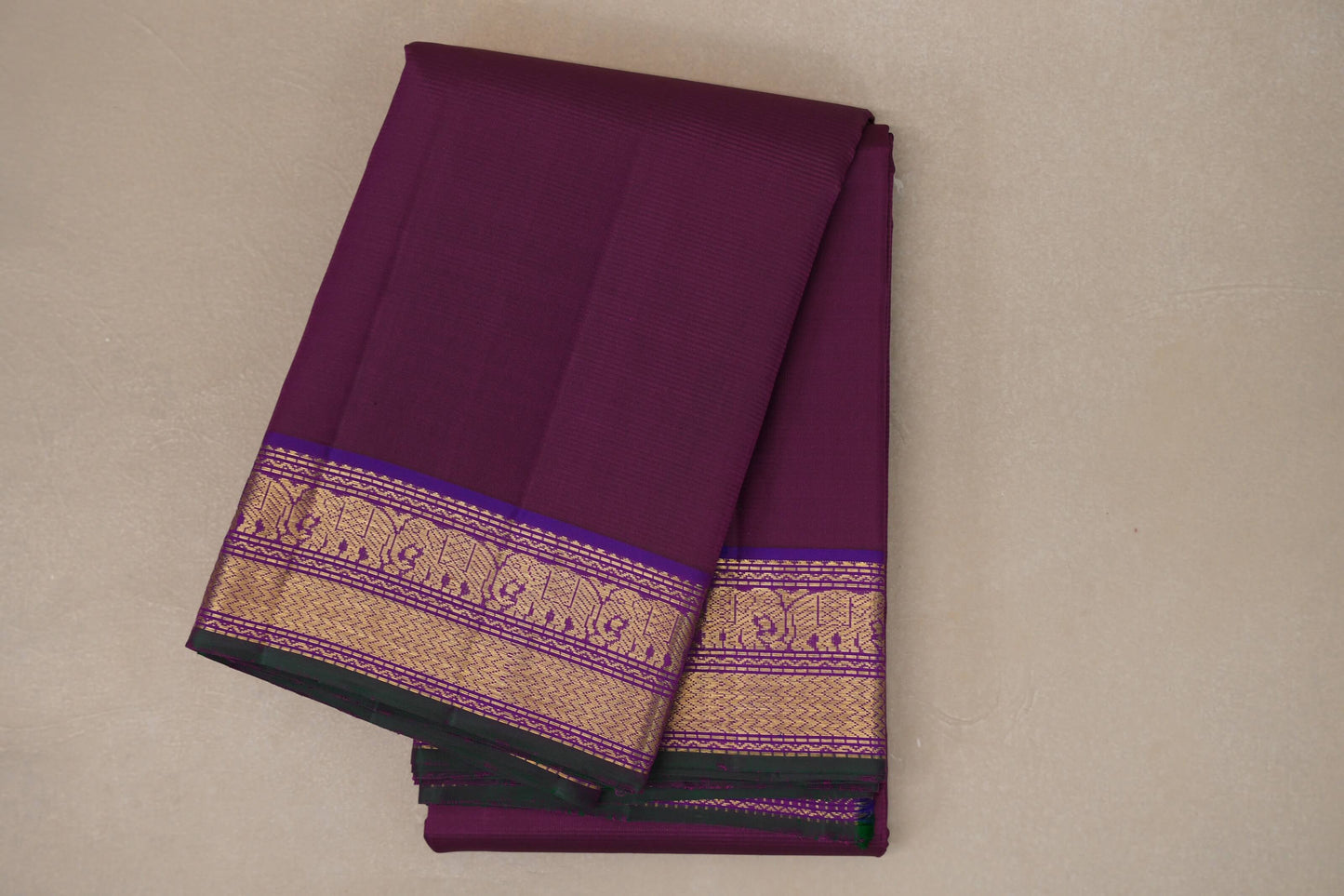 Plum purple Vintage Kanjivaram Silk Saree by Shreenivas Silks