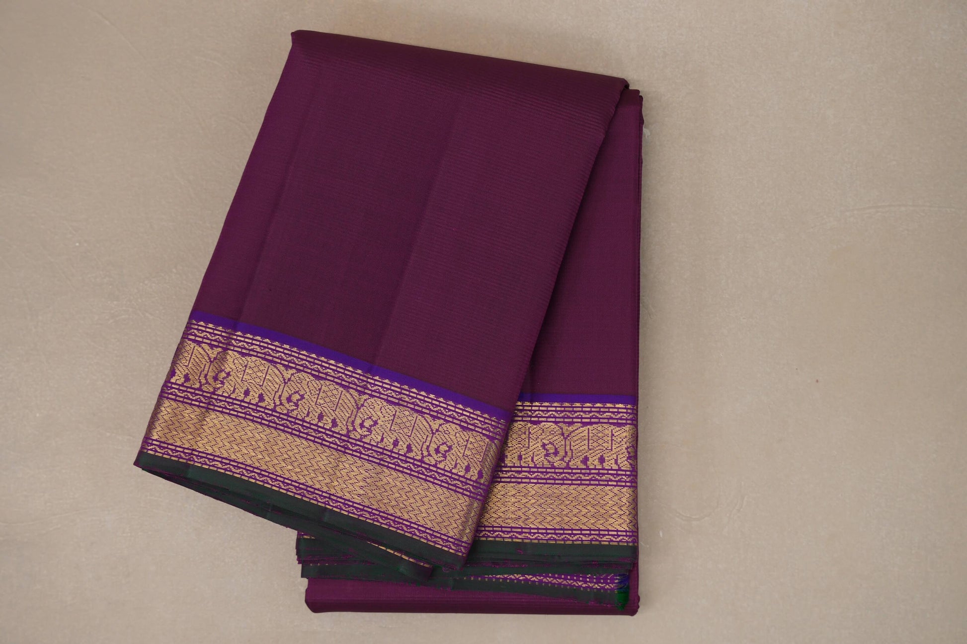 Plum purple Vintage Kanjivaram Silk Saree by Shreenivas Silks