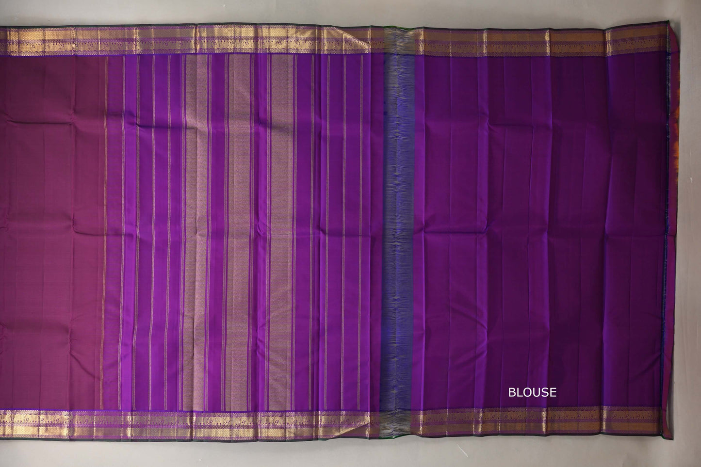 Plum purple Vintage Kanjivaram Silk Saree by Shreenivas Silks blouse