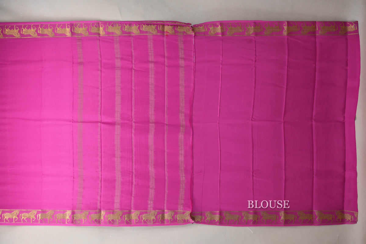Bright Rani Pink Mysore Silk Saree blouse