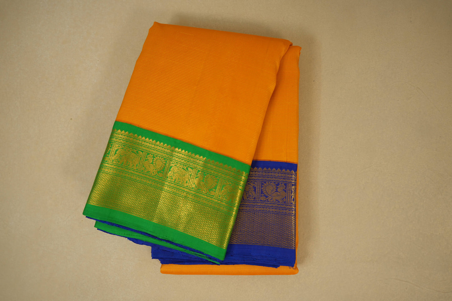 Yellow vintage kanjivaram silk saree