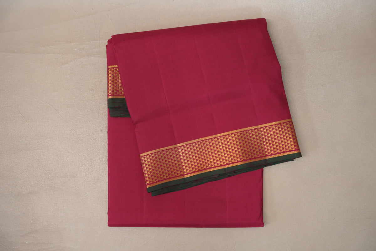 Reddish Pink Ten Yards Silk Saree