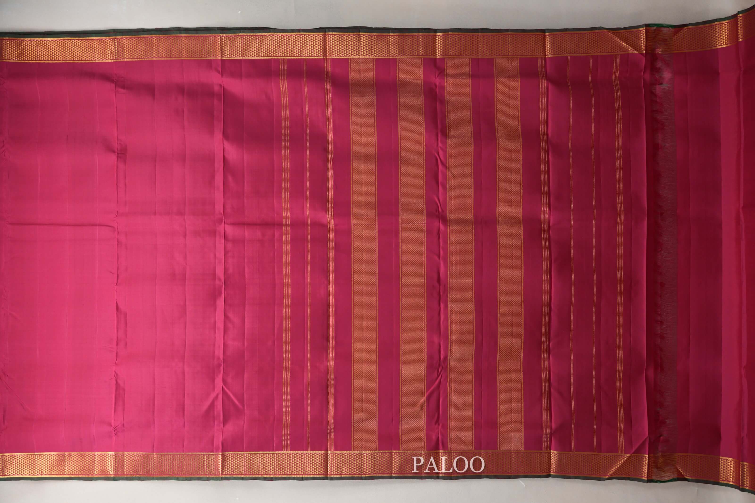 Reddish Pink Ten Yards Silk Saree paloo