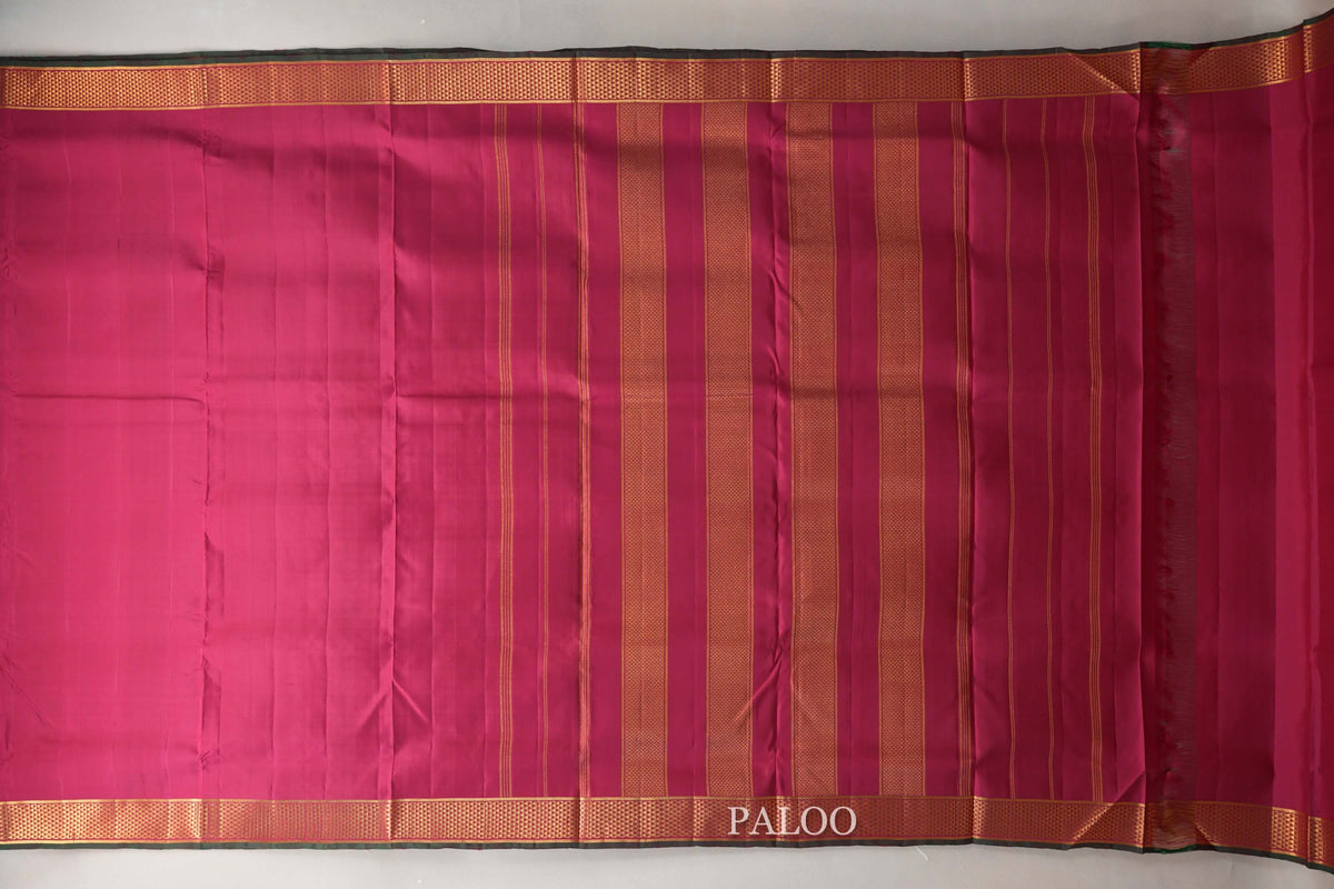 Reddish Pink Ten Yards Silk Saree paloo