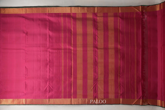 Reddish Pink Ten Yards Silk Saree paloo