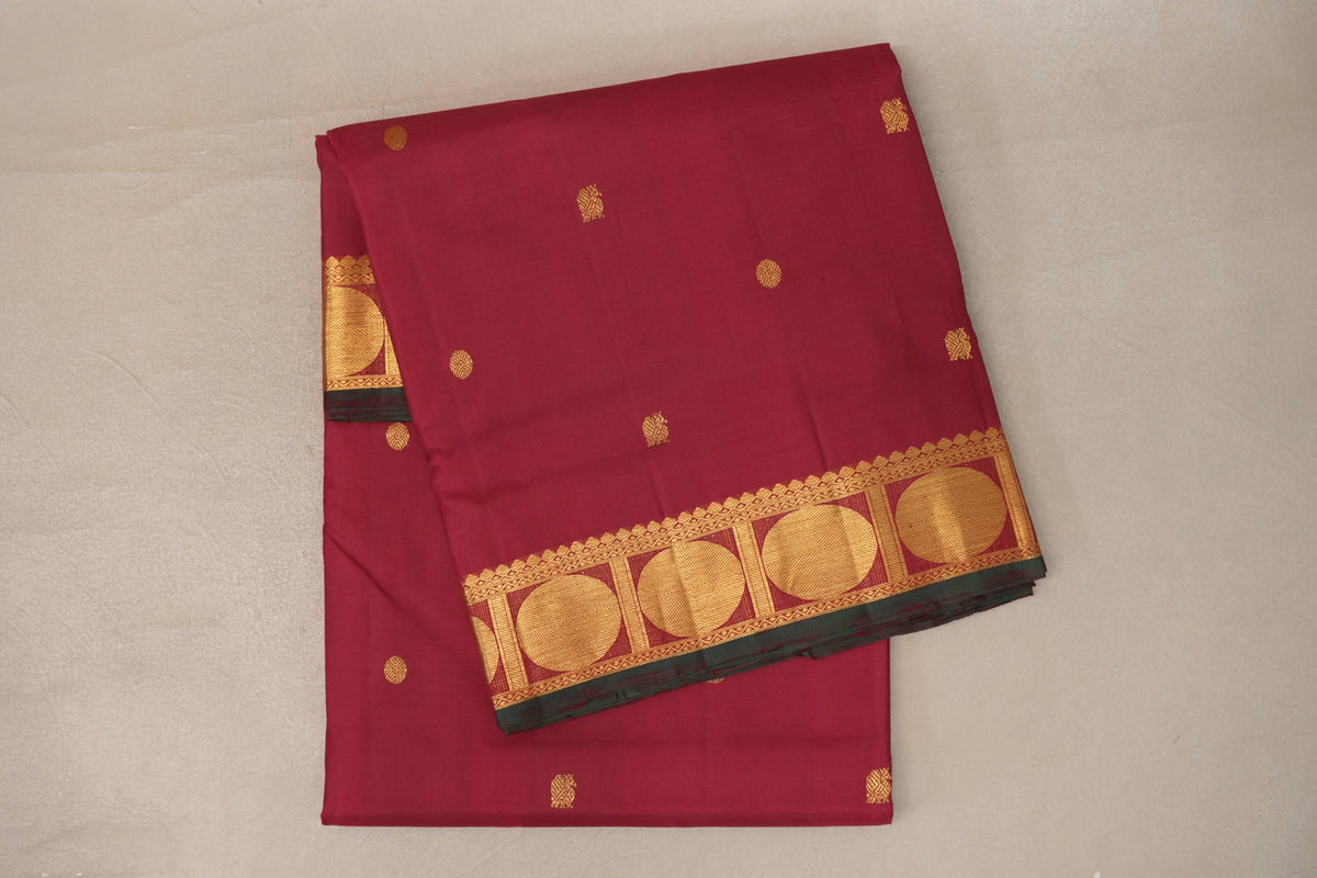 Reddish Maroon Ten Yards Silk Saree