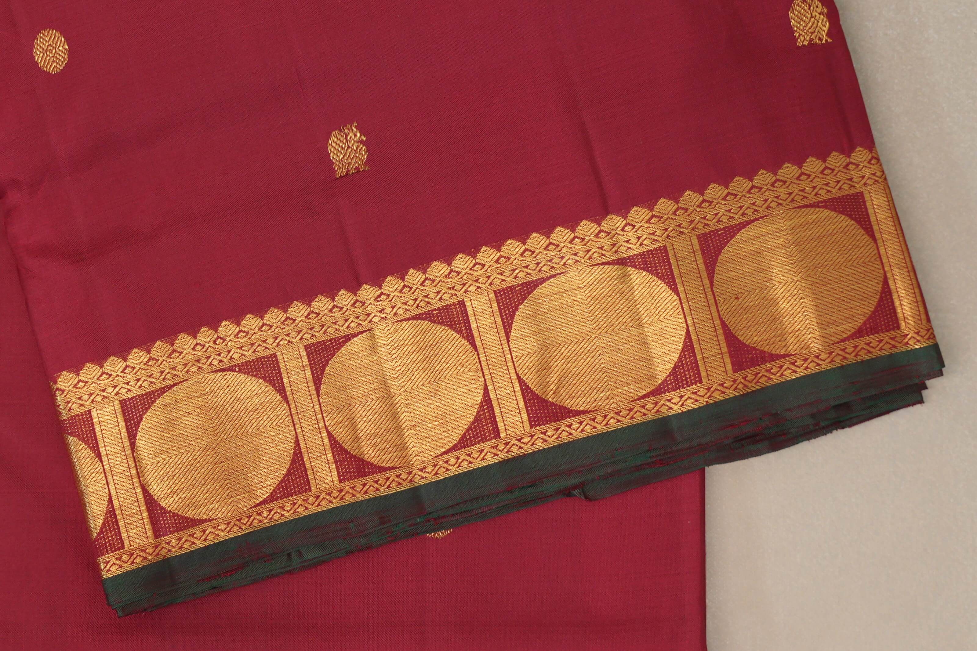 Reddish Maroon Ten Yards Silk Saree border