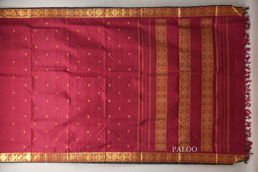 Reddish Maroon Ten Yards Silk Saree paloo