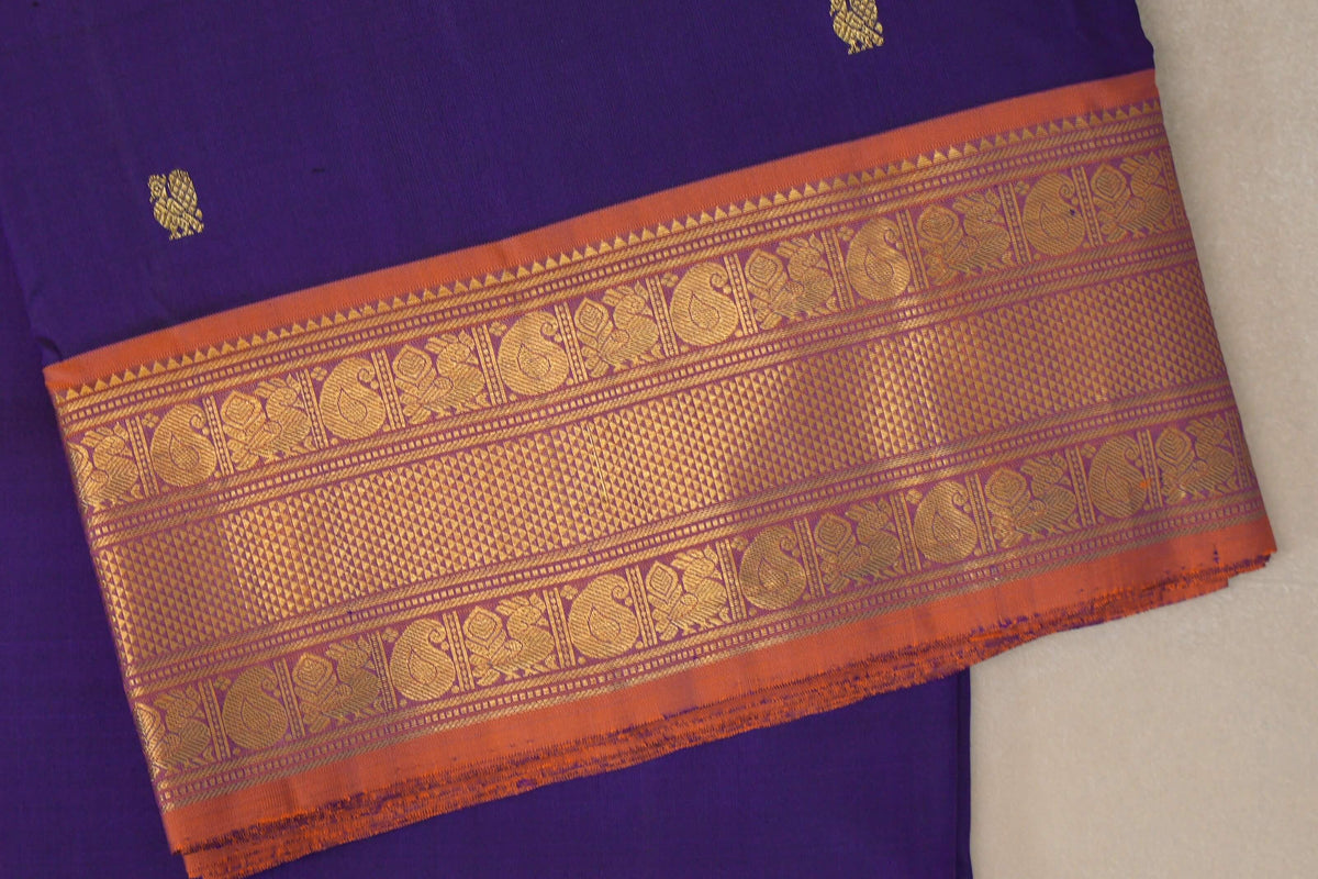 Deep Violet Ten Yards Silk Saree border