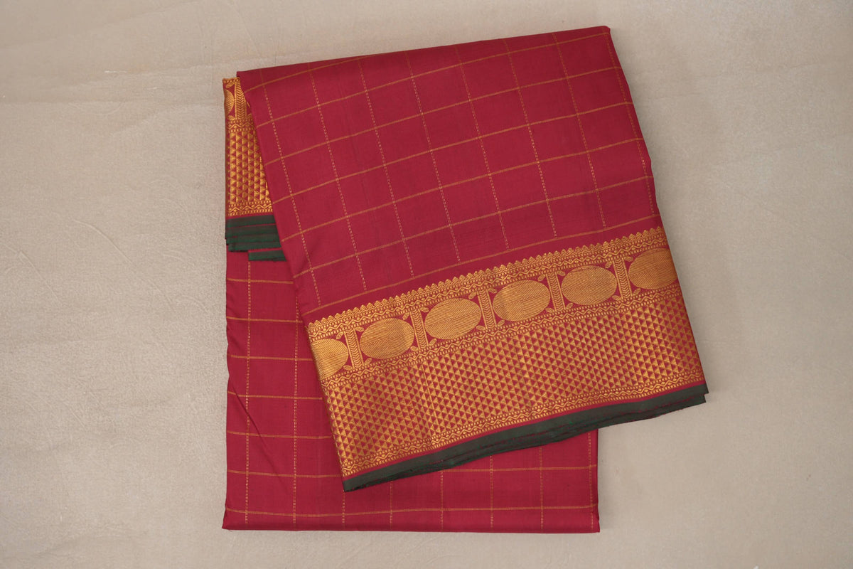 Reddish Maroon Ten Yards Silk Saree
