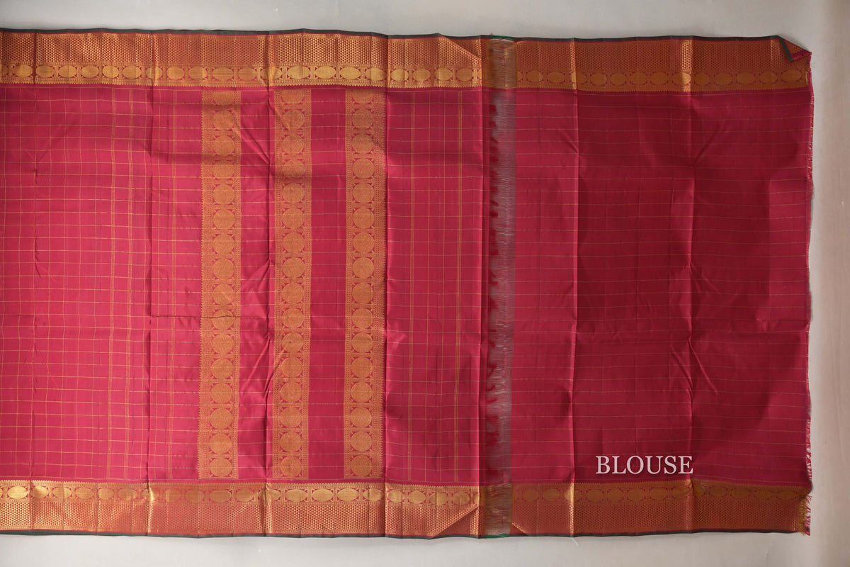 Reddish Maroon Ten Yards Silk Saree blouse
