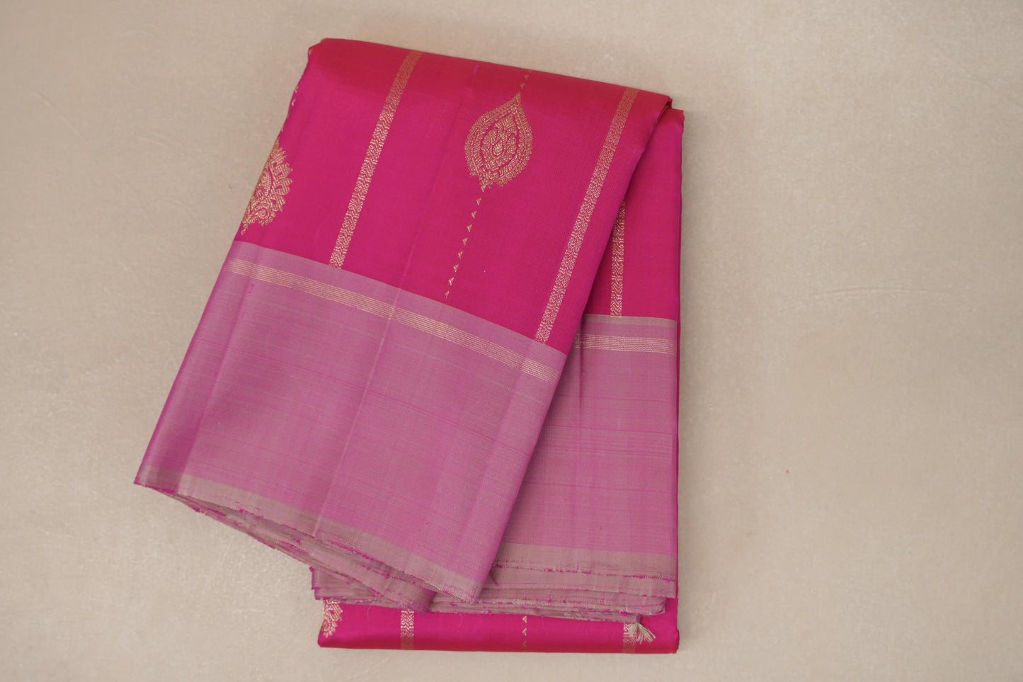 Bright Rani Pink with light baby pink border Vintage Kanjivaram Silk Saree SS8937