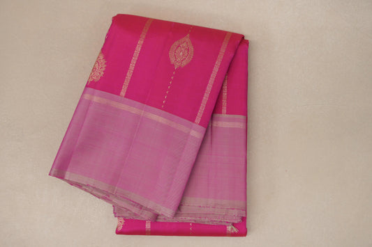 Bright Rani Pink with light baby pink border Vintage Kanjivaram Silk Saree SS8937