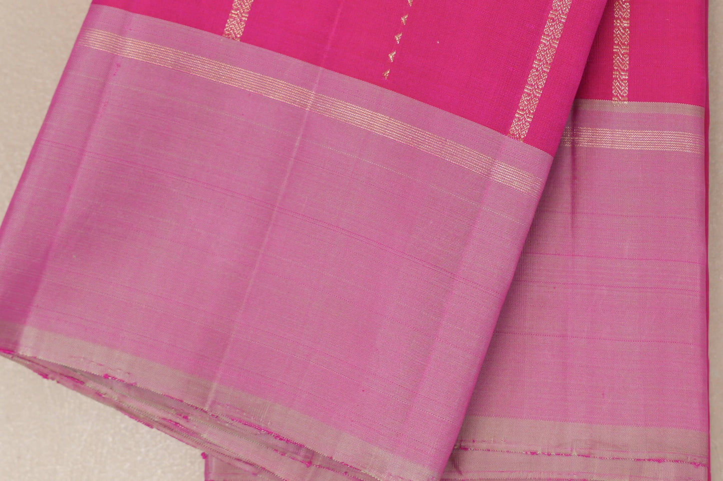 Bright Rani Pink with light baby pink border Vintage Kanjivaram Silk Saree SS8937