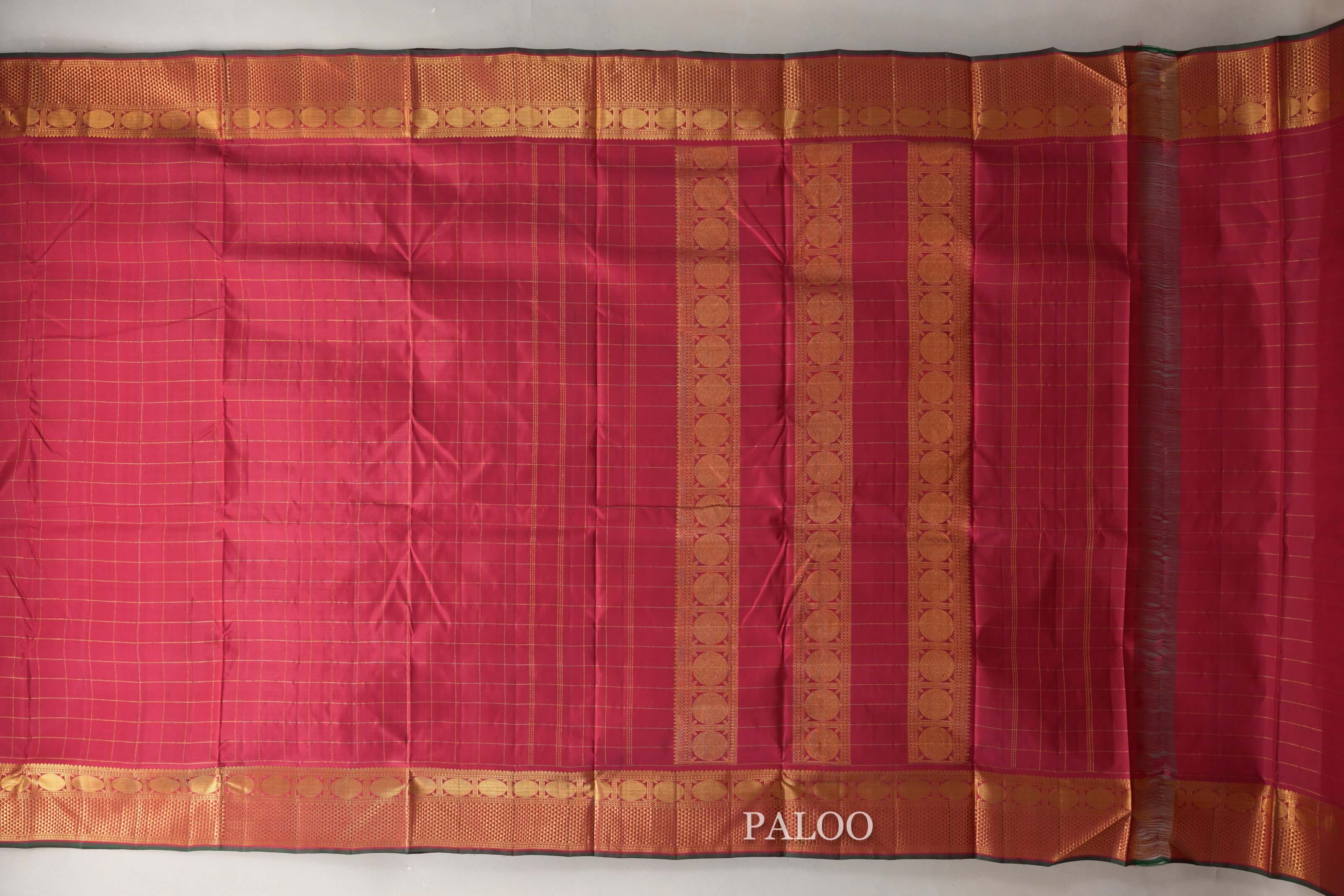 Reddish Maroon Ten Yards Silk Saree paloo