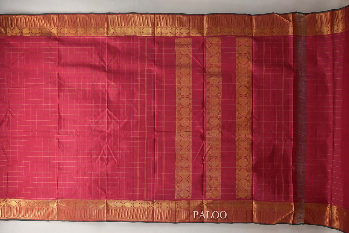 Reddish Maroon Ten Yards Silk Saree paloo