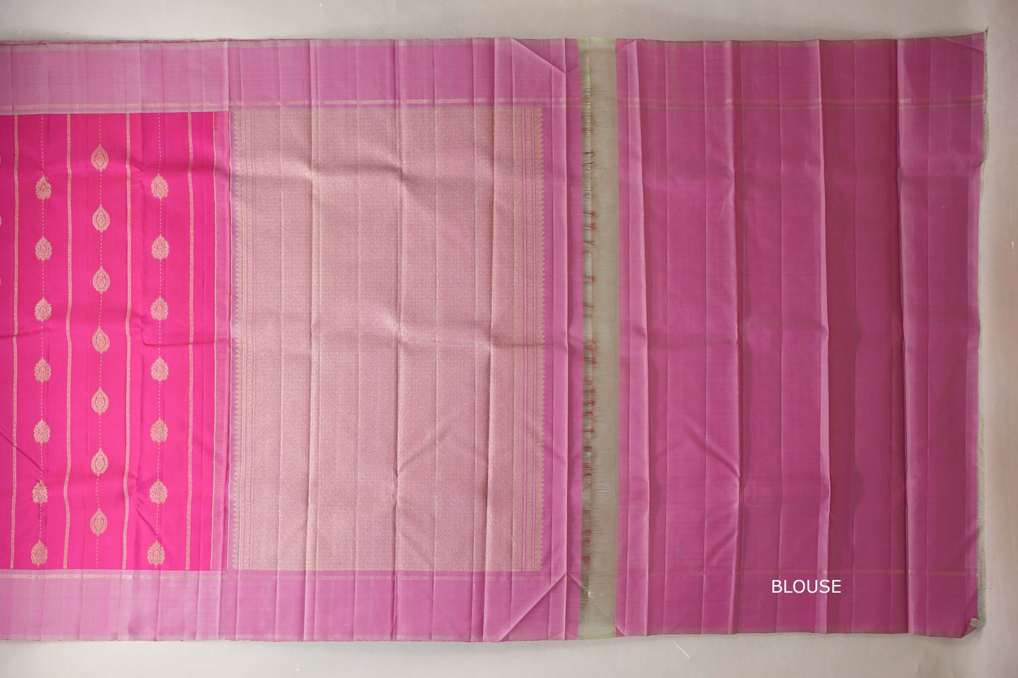 Bright Rani Pink with light baby pink border Vintage Kanjivaram Silk Saree SS8937