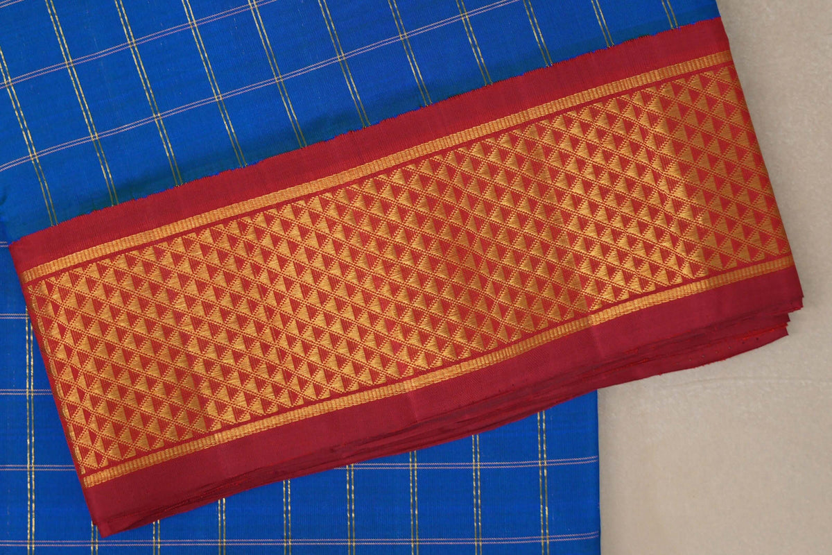 Peacock Blue Ten Yards Silk Saree border