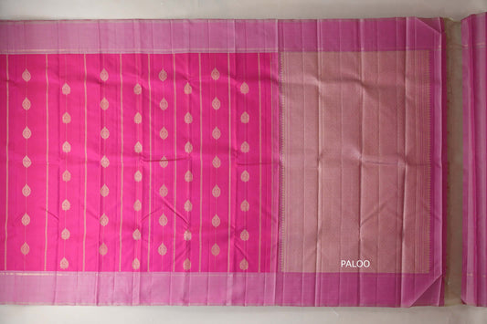 Bright Rani Pink with light baby pink border Vintage Kanjivaram Silk Saree SS8937