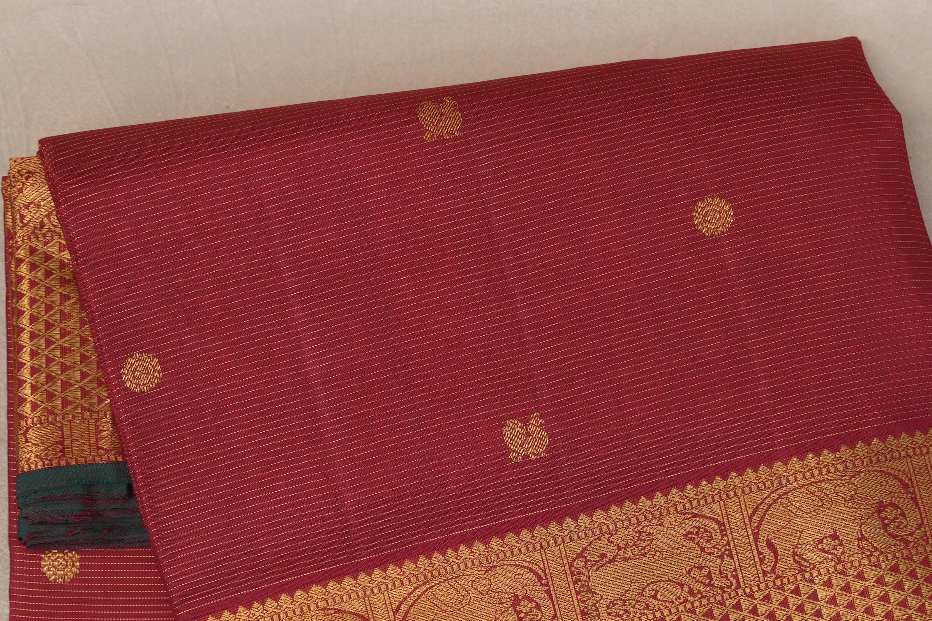Deep Maroon Vaira Oosi Ten Yards Silk Saree body