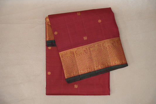 Deep Maroon Vaira Oosi Ten Yards Silk Saree