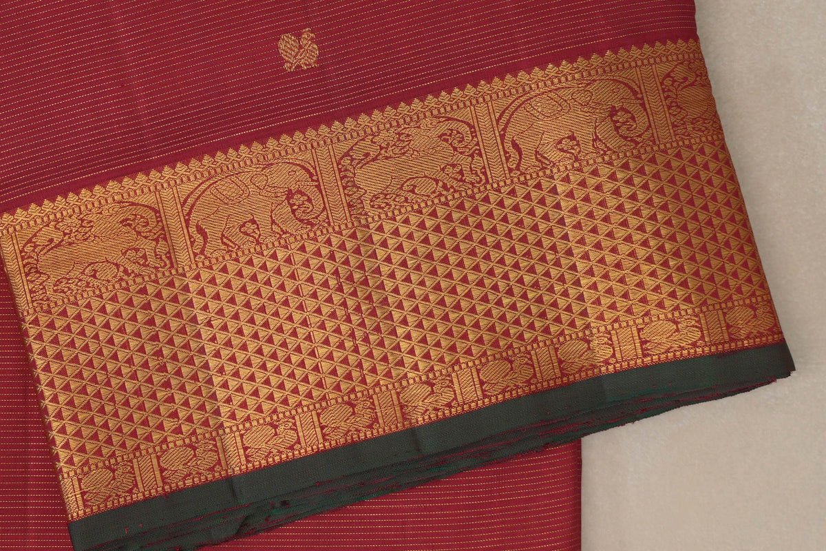 Deep Maroon Vaira Oosi Ten Yards Silk Saree border