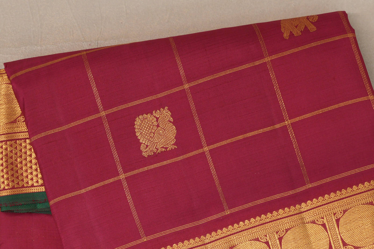 Reddish Pink Ten Yards Silk Saree body