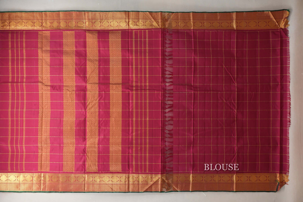 Reddish Pink Ten Yards Silk Saree blouse