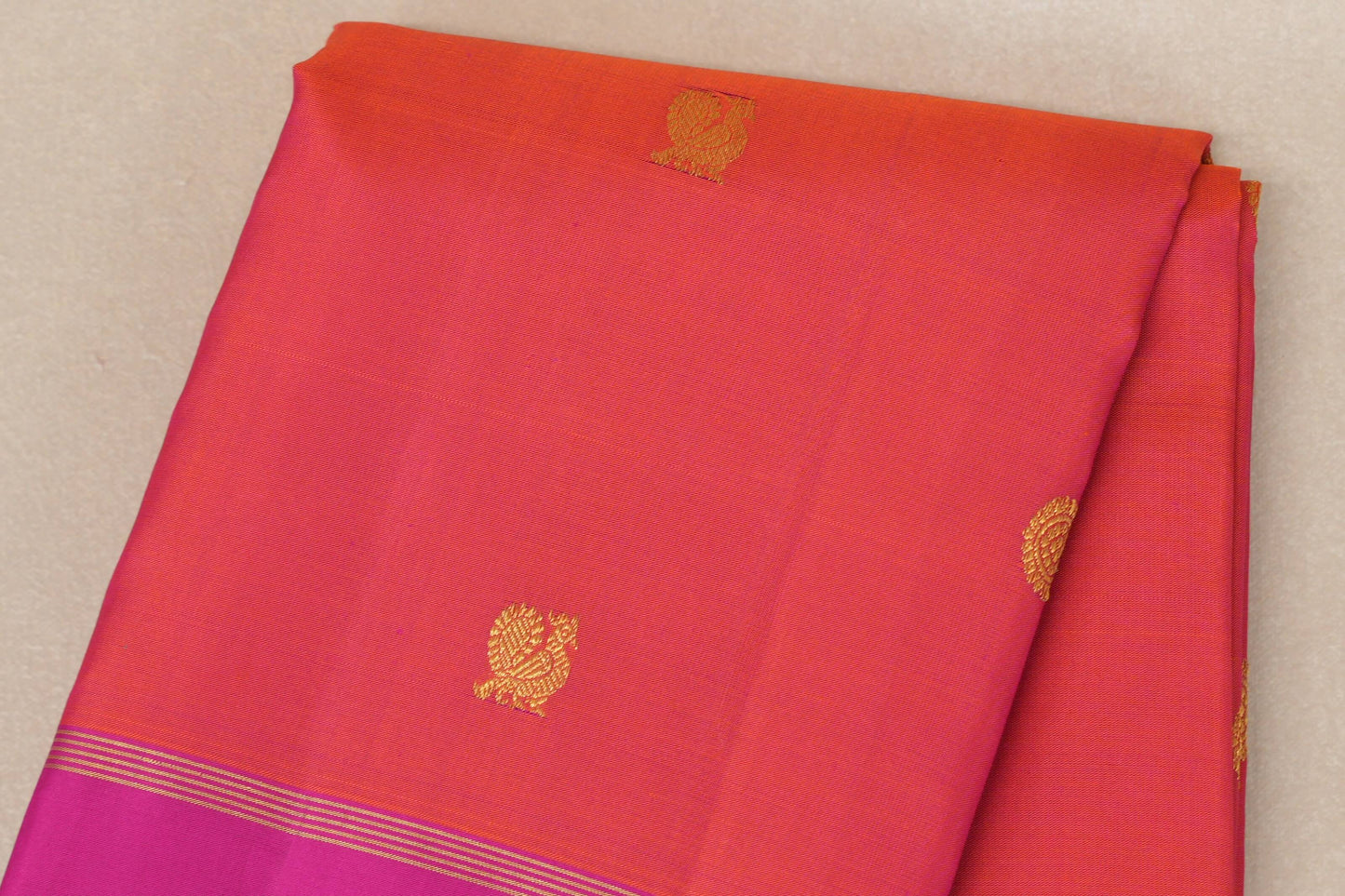 Orangish Pink Vintage Kanjivaram Silk Saree SS8941