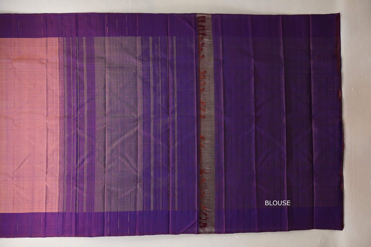 Onion Pink with Dual Tone of Plum and Blue border Vintage Kanjivaram Silk Saree SS8942