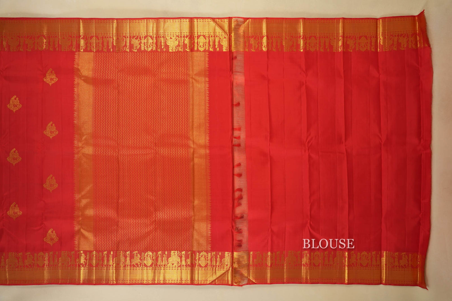 Chilli Red  kanjivaram silk saree blouse