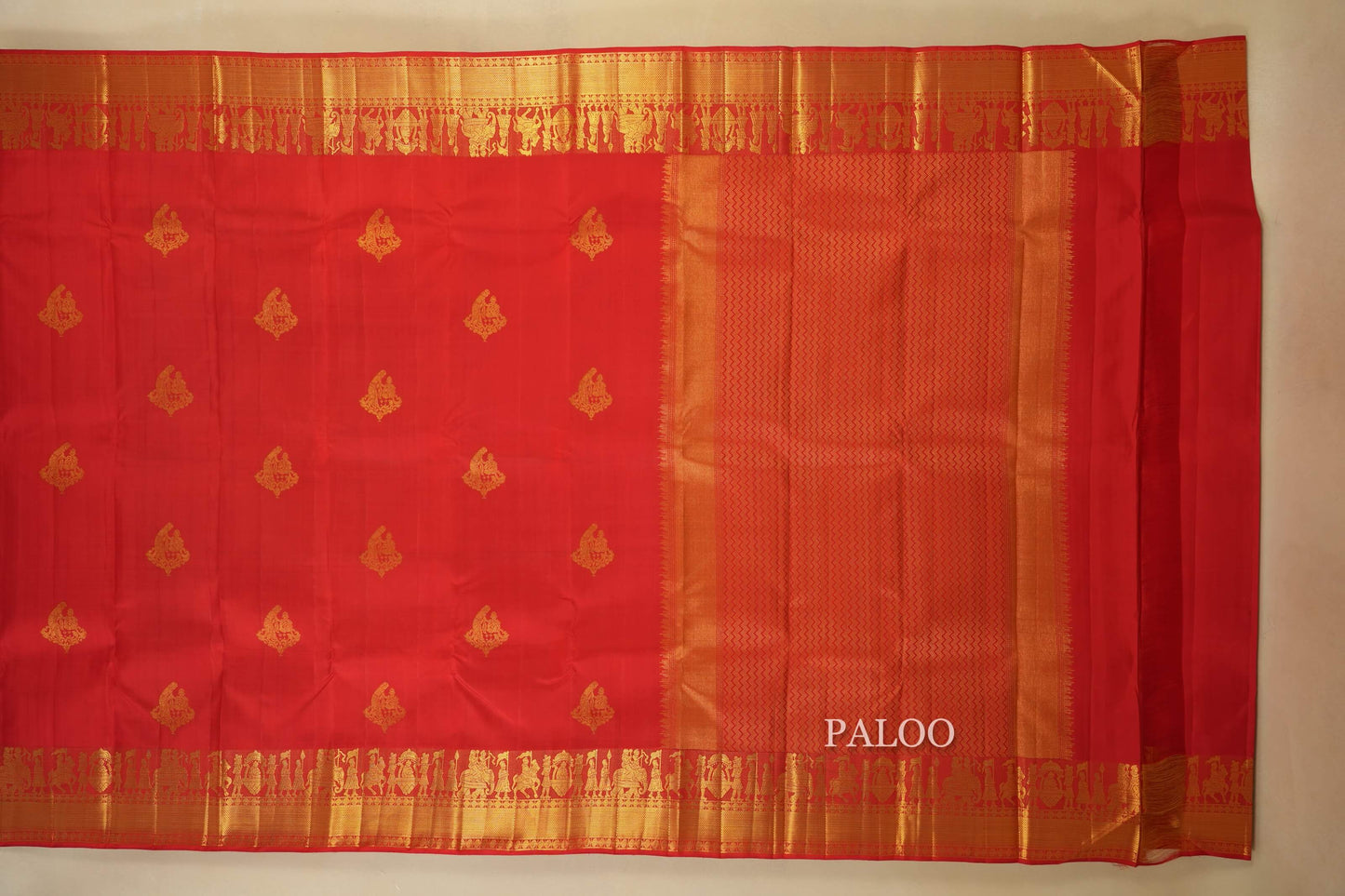 Chilli Red  kanjivaram silk saree paloo