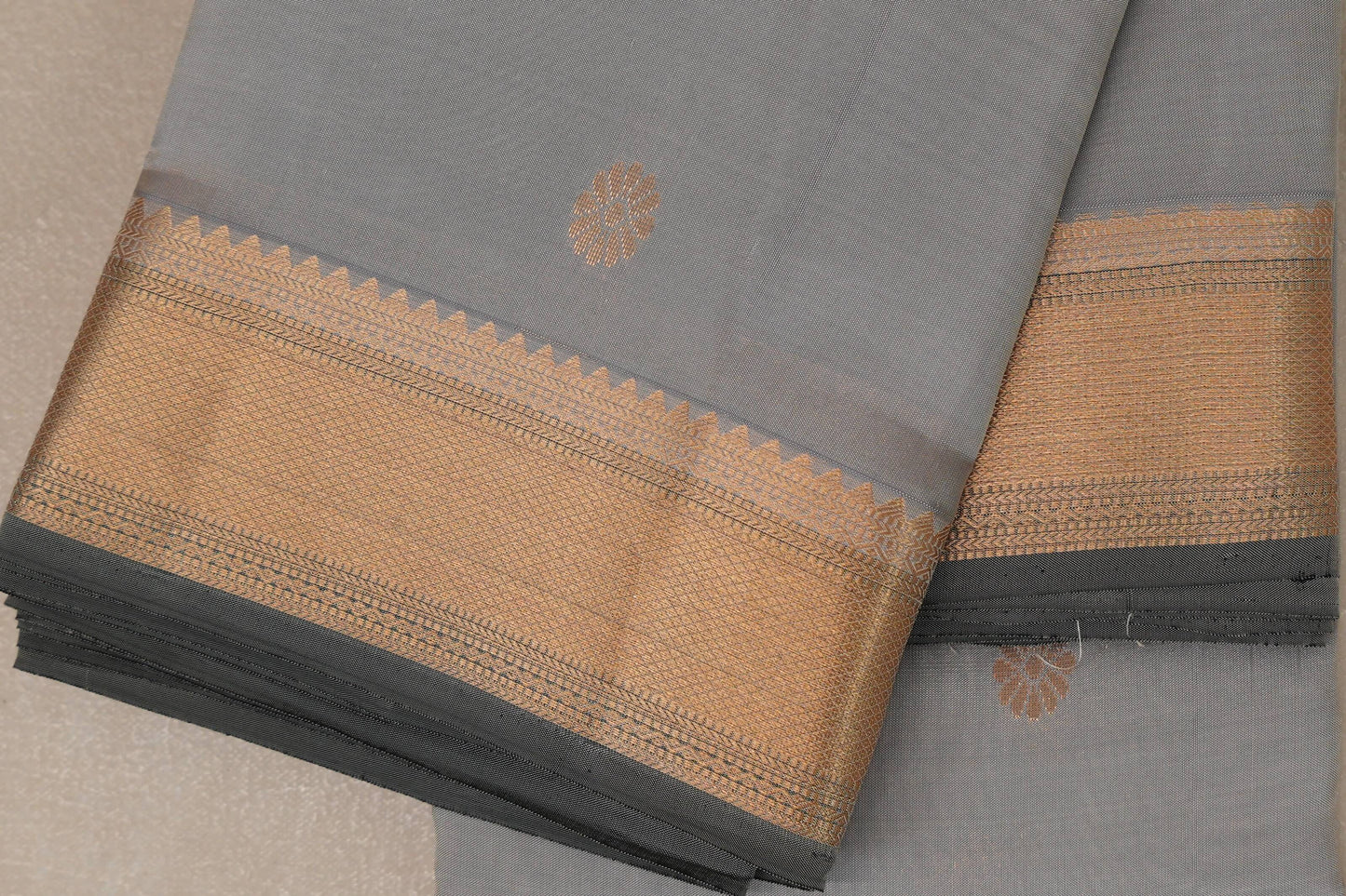 Light grey with dark grey borders Light Weight Kanjivaram Silk Saree SS8948